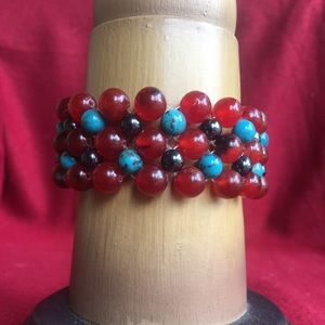 Carnelian, turquoise, and hematite bracelet